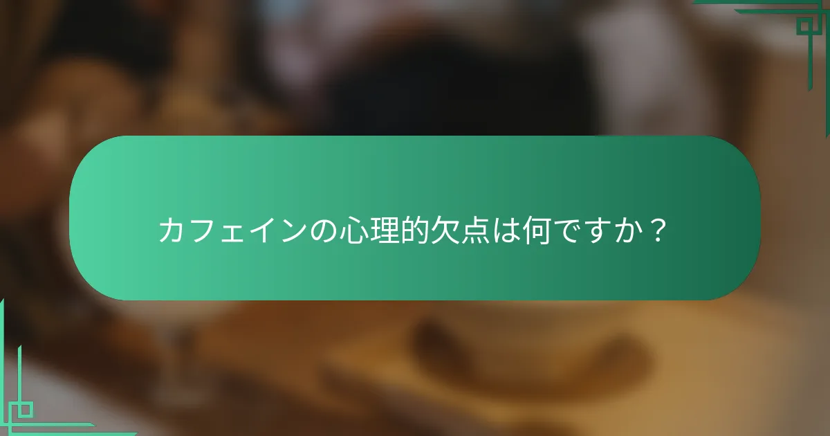 カフェインの心理的欠点は何ですか？