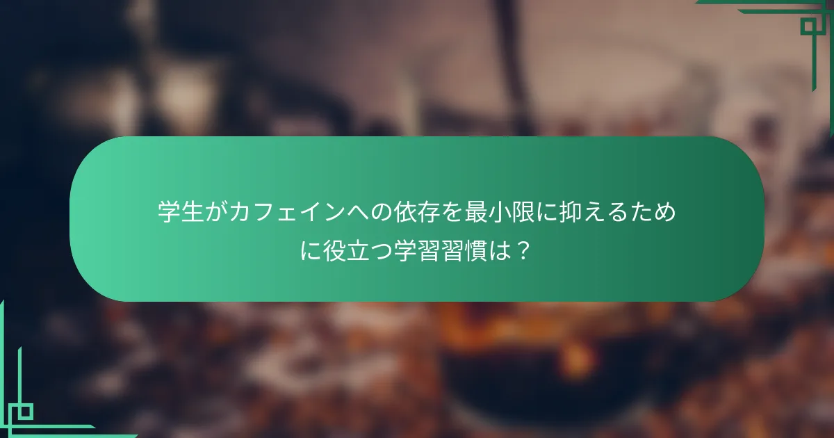 学生がカフェインへの依存を最小限に抑えるために役立つ学習習慣は？